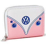 Portemonnee VW Volkswagen T1 Busje Explore More Beach Life - Roze Compact Formaat met Rondrits - Originele Licentie - 9x11x2cm