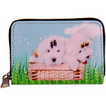 Portemonnee met 2 witte hondjes in een mandje - 13x9cm