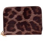 Portemonnee leatherlook grijs met luipaardprint - 14x10cm