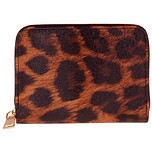 Portemonnee leatherlook bruin met luipaardprint - 14x10cm