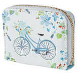 Portemonnee Julie Dodsworth Blauwe Fiets Klein - Wit - 8,5x11x2cm (LxBxD)