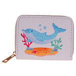 Portemonnee Wit - Dolfijn Zwemmend Zeebodem Getekend - Rits - 11x9cm