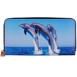 Portemonnee met 3 dolfijnen die uit water springen - 19,5x10cm