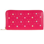 Portemonnee glimmend fuchsia met gekleurde glittersterretjes - 20x11 cm