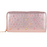 Portemonnee glimmend zilver met gekleurde glittersterretjes - 20x11 cm