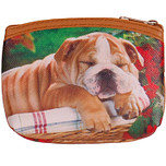 Kleine portemonnee met hond in mand - 11x9cm
