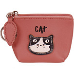 Portemonneetje rits met Poezenhoofd/Cat donker terracotta - 11x8cm