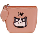 Portemonneetje rits met Poezenhoofd/Cat terracotta - 11x8cm