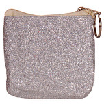 Portemonneetje rits glitters zilver - 9x10cm