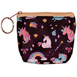 Portemonneetje rits eenhoorn zwart - 8x9cm