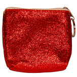 Portemonneetje rits glitters rood - 9x10cm