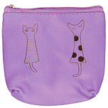Portemonneetje rits 2 getekende poezen paars - 10x11cm