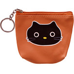 Portemonneetje rits lichtbruin met zwarte kattenkop - Cat is always right - 10x11cm