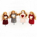 Vilten Kerstengeltjes rood wit en grijs - 11cm