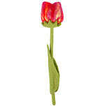 Vilten Tulp Rood met Paars op Groene Steel - 32 cm