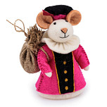 Pietermuis Vilt Fairtrade - Piet Fuchsia met Jute Zak - Fuchsia & Creme & Zwart - 18cm