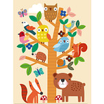 Schilderen op Nummer Set - Kind 6+ - Bosdieren Boom Vogels & Uilen - Plaat Karton + Bonusplaat - incl. Verf & Penselen - 18x24cm