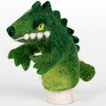 Vilten Vingerpoppetje Groene Krokodil - 13cm