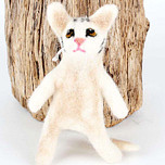 Vilten Vingerpoppetje Kat Wit - 14cm