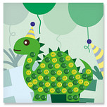 Knutselset Kind 3+ - Dinosaurus Feestje Groen - Knopen Plakken 64st - Hobby - 22x22cm