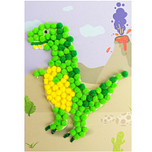 Knutselset Kind 3+ - Dinosaurus Vulkaan - Pompoms Vorm Plakken - Hobby - 15x21cm
