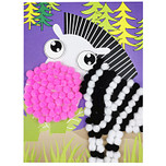 Knutselset Kind 3+ - Zebra Cartoon - Pompoms Vorm Plakken - Hobby - 15x21cm