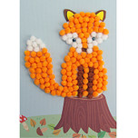 Knutselset Kind 3+ - Vos Boomstam - Pompoms Vorm Plakken - Hobby - 15x21cm