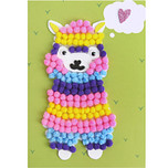 Knutselset Kind 3+ - Lama Glitterhart - Pompoms Vorm Plakken - Hobby - 15x21cm