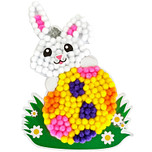 Knutselset Kind 3+ Pasen - Paashaas & Paasei - Pompoms Set Vorm Plakken - Hobby - 15x20cm