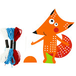 Knutselset Borduren / Kruissteek - Vos - Draad & Naald - Blauw - Hobby DIY Kind 3+ - 16x20.9cm