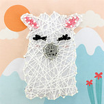 Knutselset - String-Art Lama Bergen - Wit/Pastel - Hobby DIY Kind 3+ - 21x21cm
