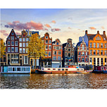 Diamond Painting Set - Amsterdam Grachtenpand Woonboten Amstel - incl. Pen & Wax - 30x40cm