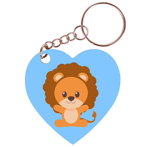 Sleutelhanger hartje 5x5cm - Dieren Getekend - Leeuw