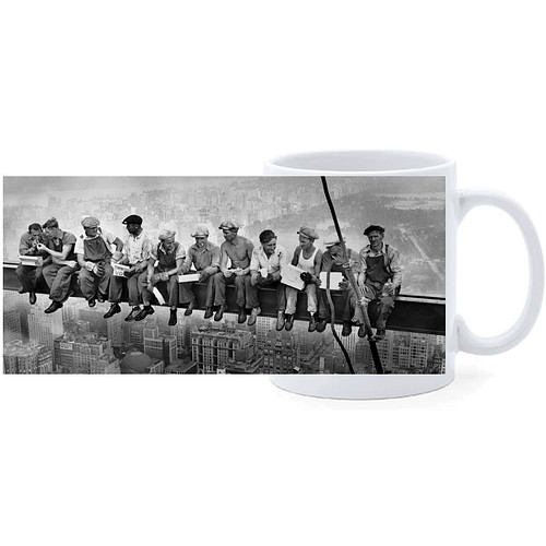 Beker - Lunch atop a Skyscraper - Classic Zwart/Wit Afbeelding