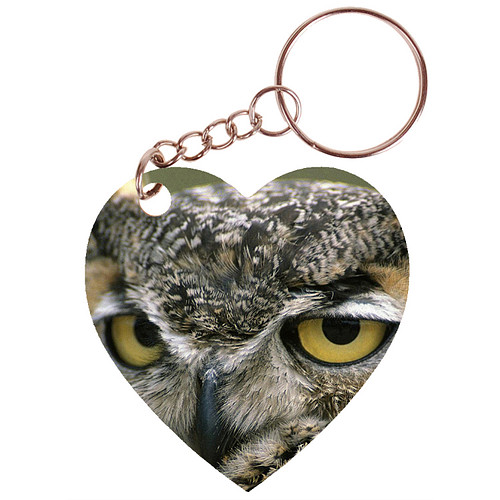 Sleutelhanger hartje 5x5cm - Oehoe Uil - Close up