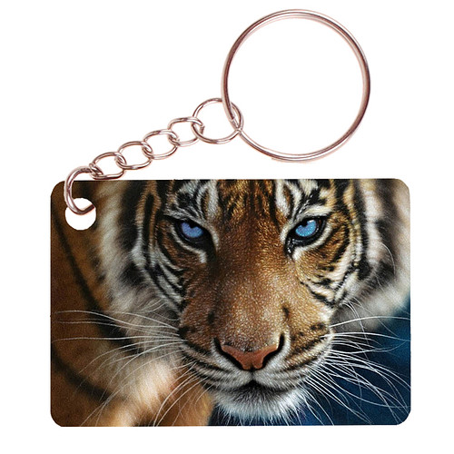 Sleutelhanger 6x4cm - Tijger - Close up - Blauwe Ogen