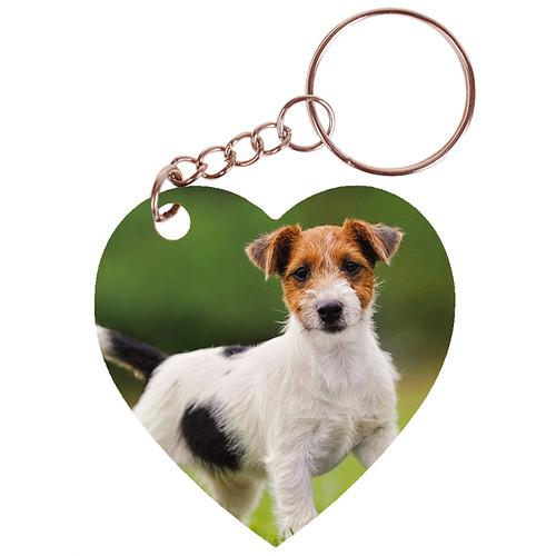 Sleutelhanger hartje 5x5cm - Jack Russel Terrier Hond Staand