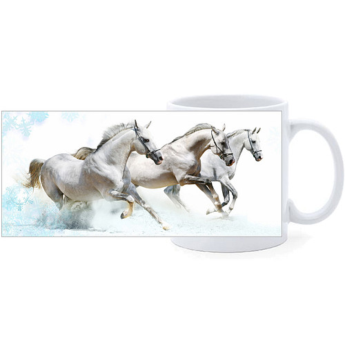 Beker - 3 Witte paarden in Galop