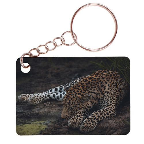 Sleutelhanger 6x4cm - Luipaard Liggend bij Waterpoel