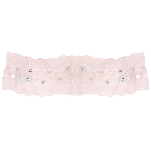 Kousenband wit met zilverkleurige pailletten