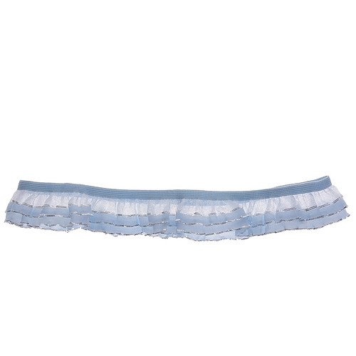 Kousenband lichtblauw met zilver