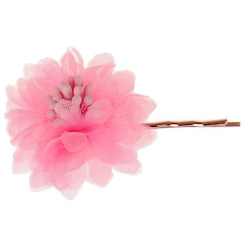 Schuifspeldje Lief Roze Organza Bloemetje - 3,5cm