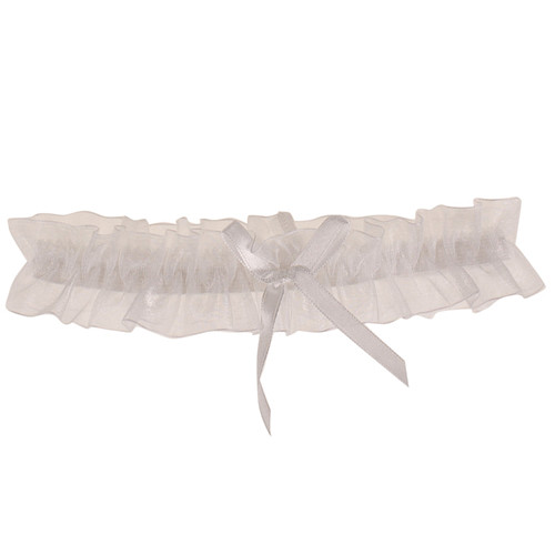 Kousenband Ivoorkleurig organza met Ivoorkleurig Strikje