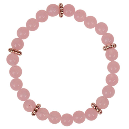 Kinderarmbandje - Roze gewolkte kraaltjes 6mm - Zilverkleurige Spacers - Elastisch