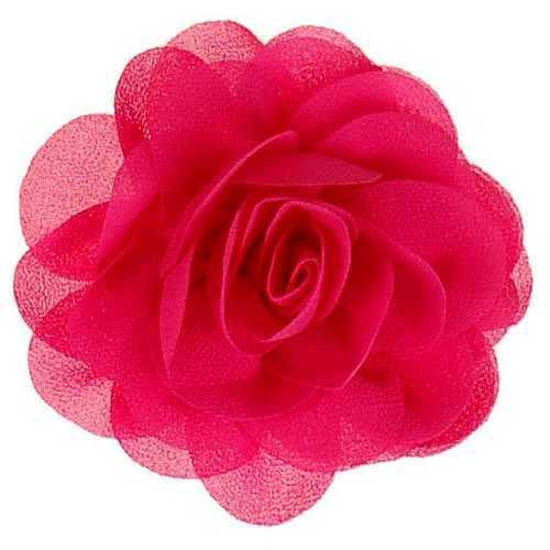 Haarklemmetje met Fuchsiakleurige Bloem van Chiffonstof - 8cm