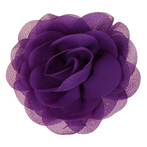 Haarklemmetje met Paarse Bloem van Chiffonstof - 8cm