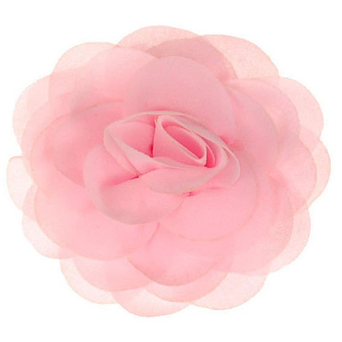 Haarklemmetje met Roze Bloem van Chiffonstof - 8cm