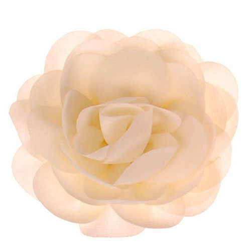 Haarklemmetje met Ivoorkleurige Bloem van Chiffonstof - 8cm