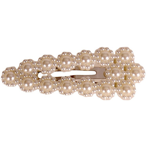 Haarclip met grote en kleine pareltjes off-white - 8cm