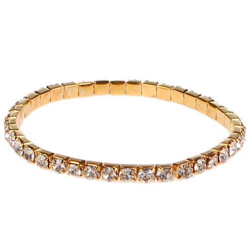 Dames armband goudkleurig met strass steentjes